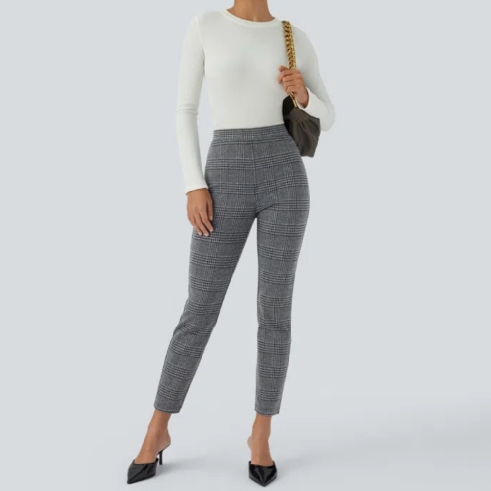 NWT HALARA FleX High Waisted Back Pocket Houndstooth Plaid Skinny (Size:S, M)